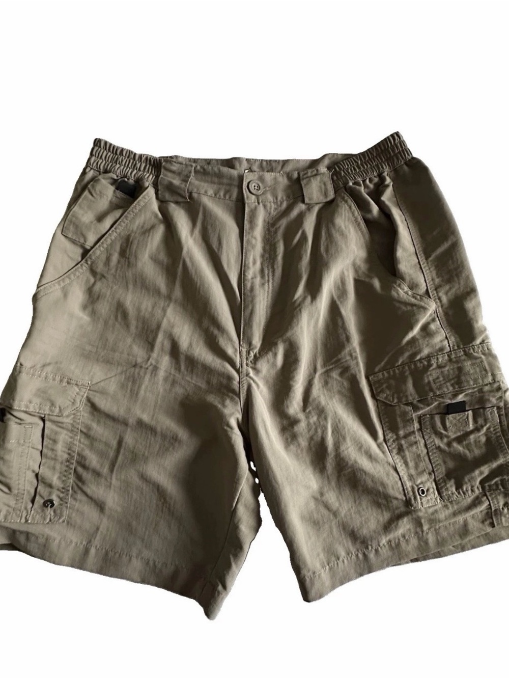 Bass Pro Shop Cargo Shorts Mens 34 Tan Nylon Hiking Fishing Outdoors Gorpcore